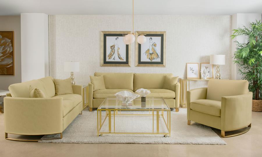 Modal Additional Images for Corliss Upholstered Curved Track Arm Chair Camel