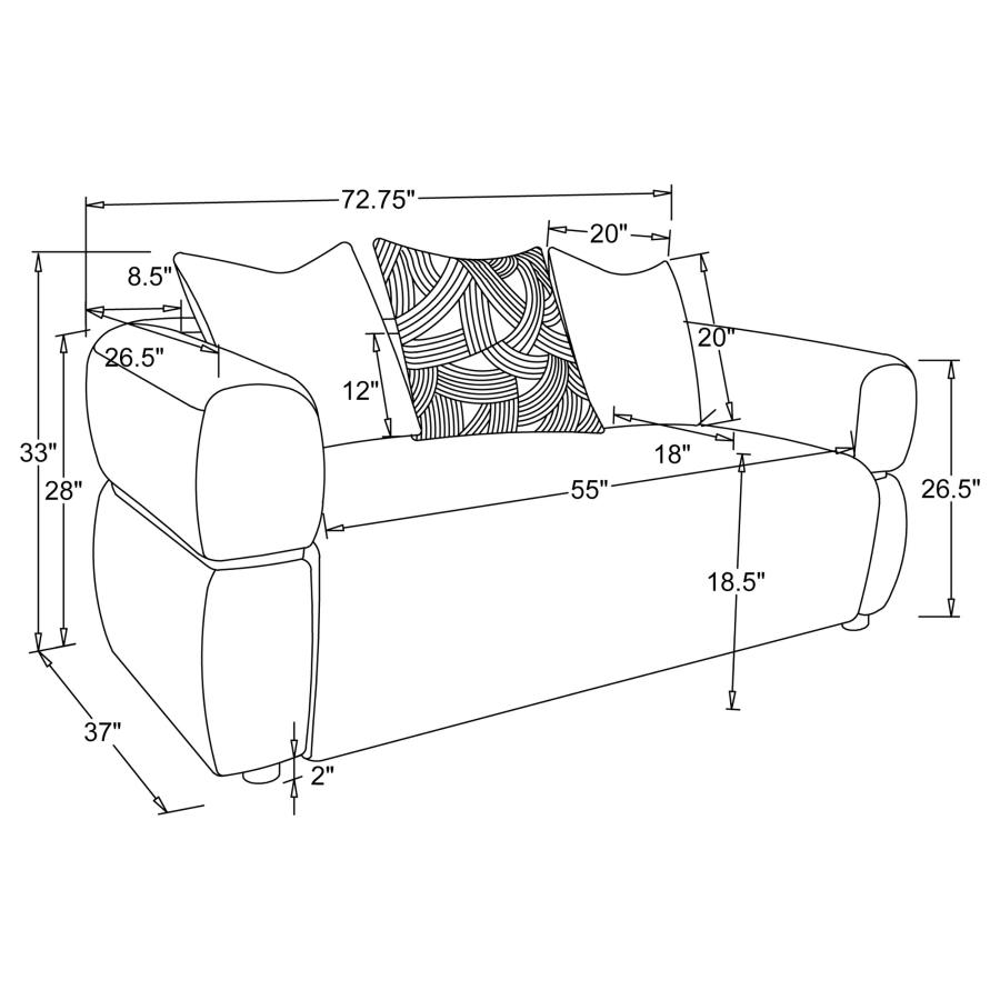 Modal Additional Images for Jeanette 2-piece Fabric Upholstered Round Arm Sofa Set Beige