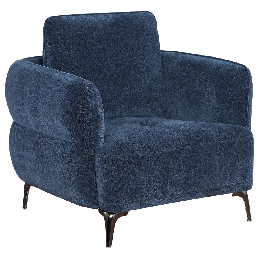 Lively Chenille Upholstered Modern Track Arm Chair Blue (image for) Lively Chenille Upholstered Modern Track Arm Chair Blue