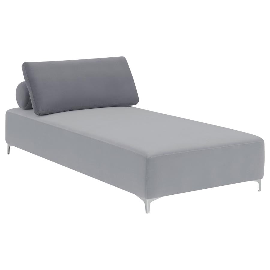 Giovanni Upholstered Accent Chaise Lounger Grey (image for) Giovanni Upholstered Accent Chaise Lounger Grey