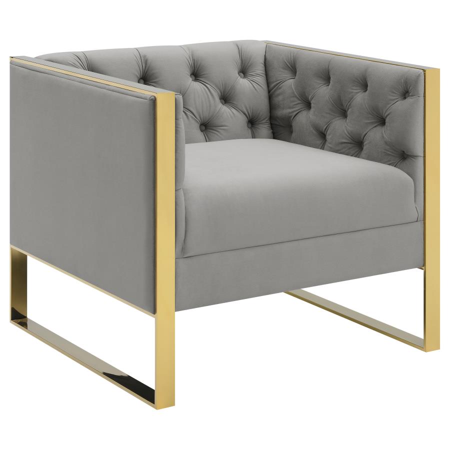 Eastbrook Velvet Upholstered Tufted Accent Chair Grey (image for) Eastbrook Velvet Upholstered Tufted Accent Chair Grey