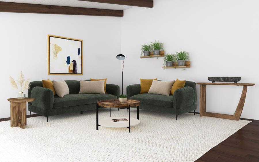 Modal Additional Images for Jade Chenille Upholstered Modern Track Arm Loveseat Green