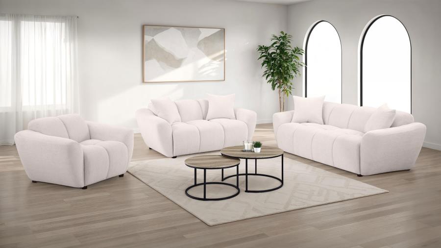 Modal Additional Images for Destino Chenille Upholstered Splayed Arm Loveseat Greige