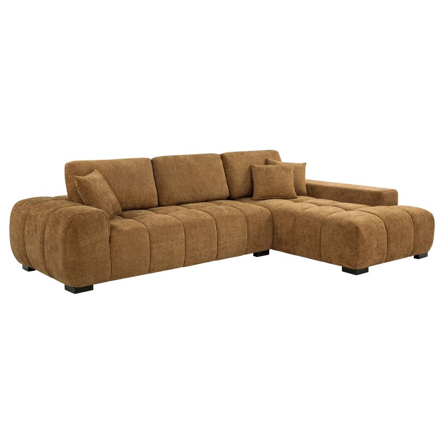 (image for) Octavia Upholstered Sectional Chaise Sofa Amber