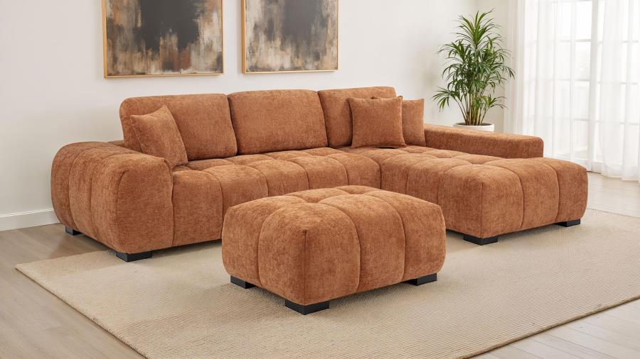 Modal Additional Images for Octavia Upholstered Sectional Chaise Sofa Orange