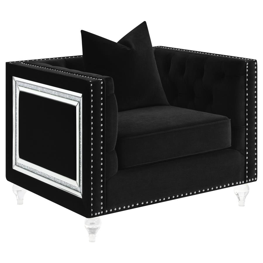 Delilah Upholstered Tufted Tuxedo Arm Accent Chair Black (image for) Delilah Upholstered Tufted Tuxedo Arm Accent Chair Black