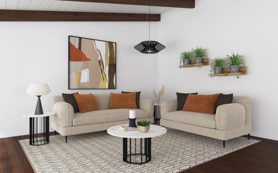Modal Additional Images for Jade Chenille Upholstered Sculpted Track Arm Loveseat Latte
