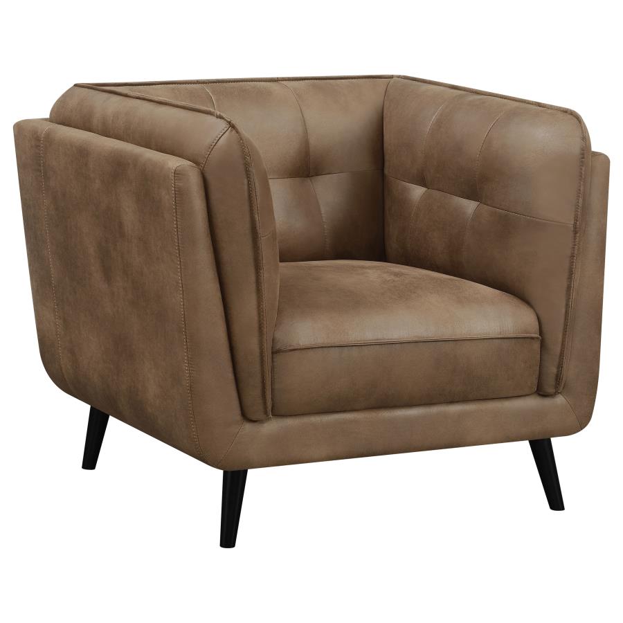 Thatcher Upholstered Tuxedo Arm Tufted Accent Chair Brown (image for) Thatcher Upholstered Tuxedo Arm Tufted Accent Chair Brown