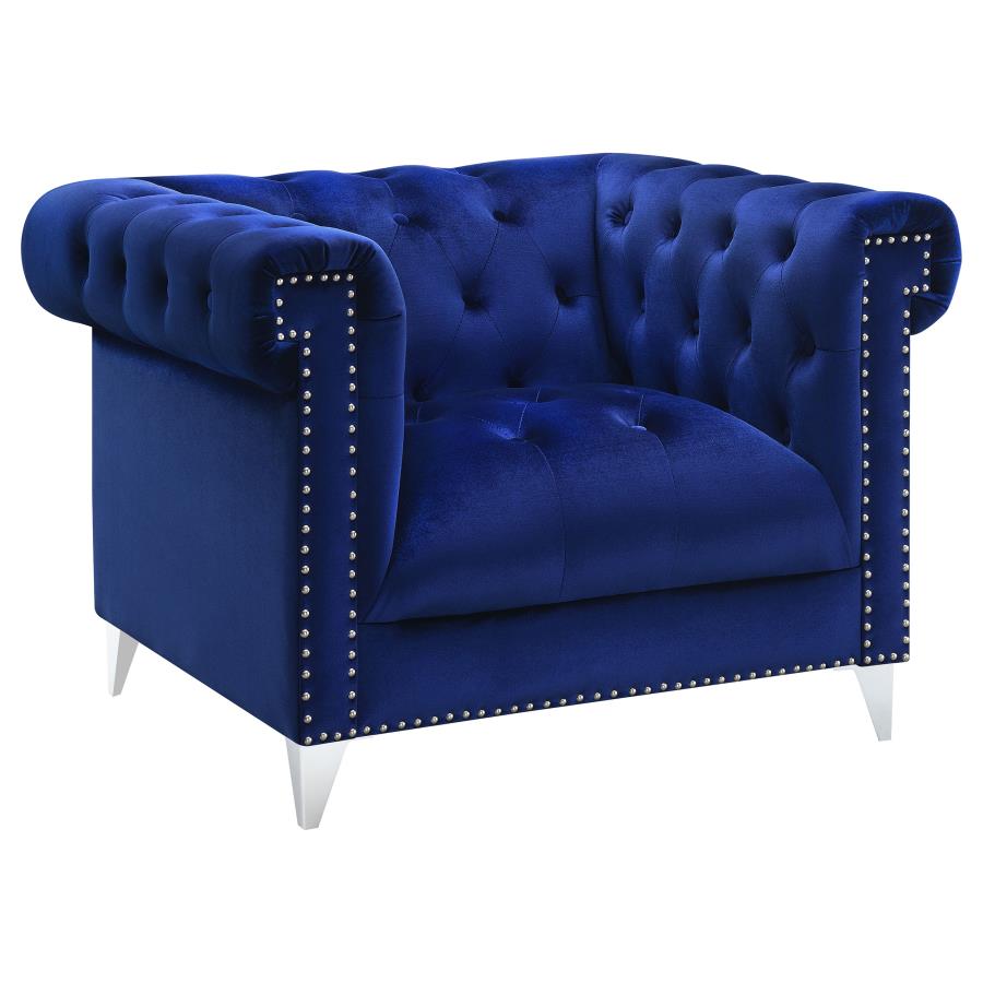 Bleker Upholstered Tuxedo Arm Tufted Accent Chair Blue (image for) Bleker Upholstered Tuxedo Arm Tufted Accent Chair Blue