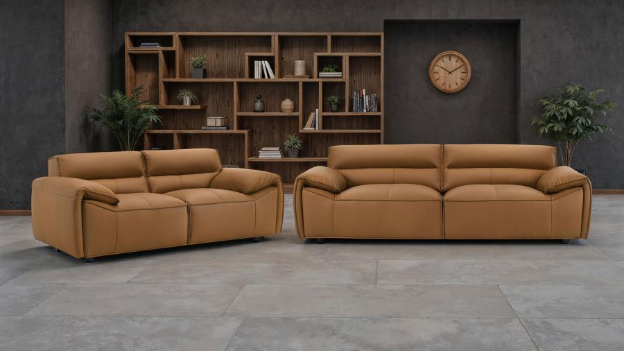 Modal Additional Images for Buxton Top Grain Leather Upholstered Sofa Orange