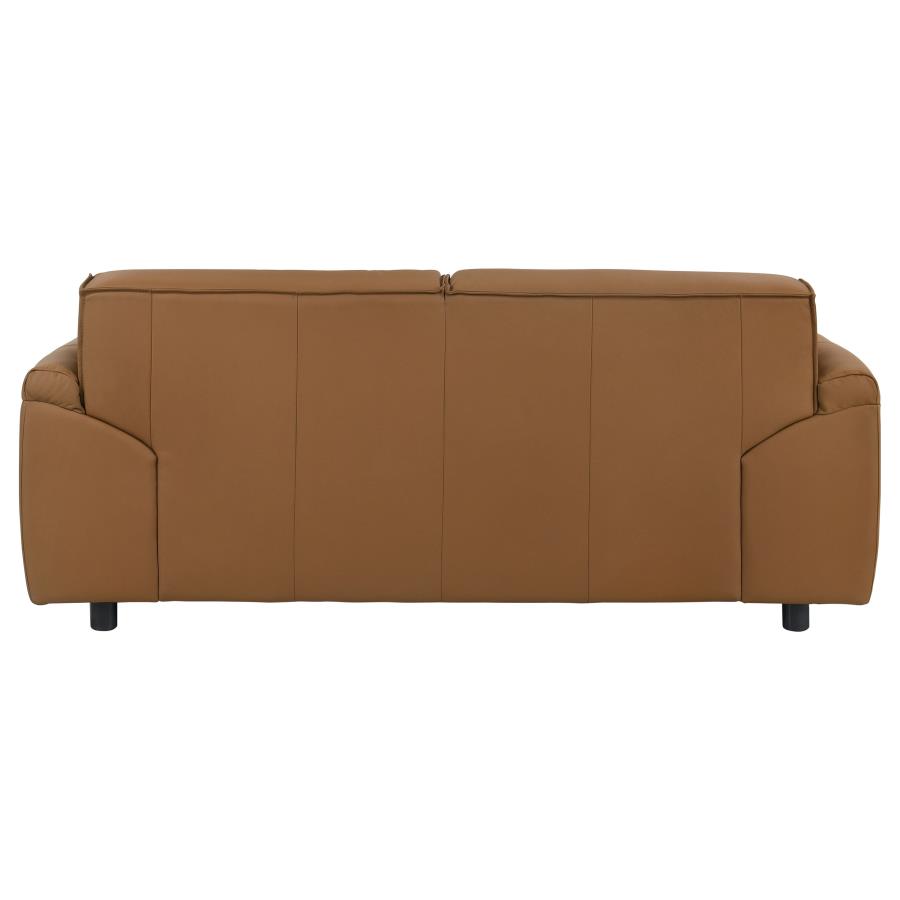 Buxton Top Grain Leather Upholstered Loveseat Orange