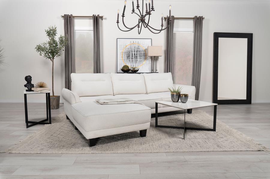 Modal Additional Images for Caspian Upholstered Curved Arm Chaise Sectional Sofa White