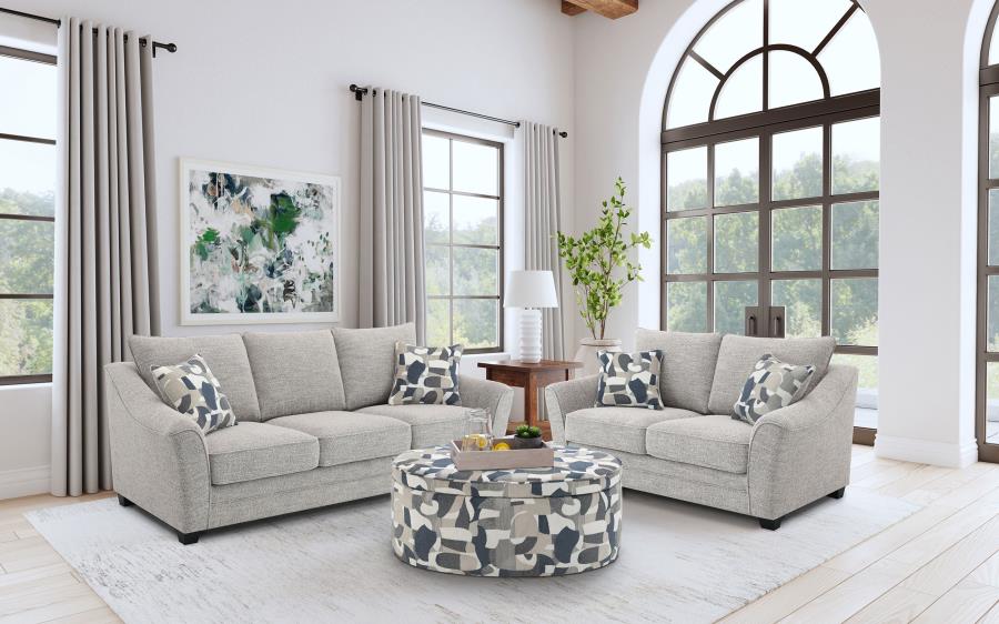 Tomkins 2-piece Boucle Upholstered Sofa Set Light Grey (image for) Tomkins 2-piece Boucle Upholstered Sofa Set Light Grey