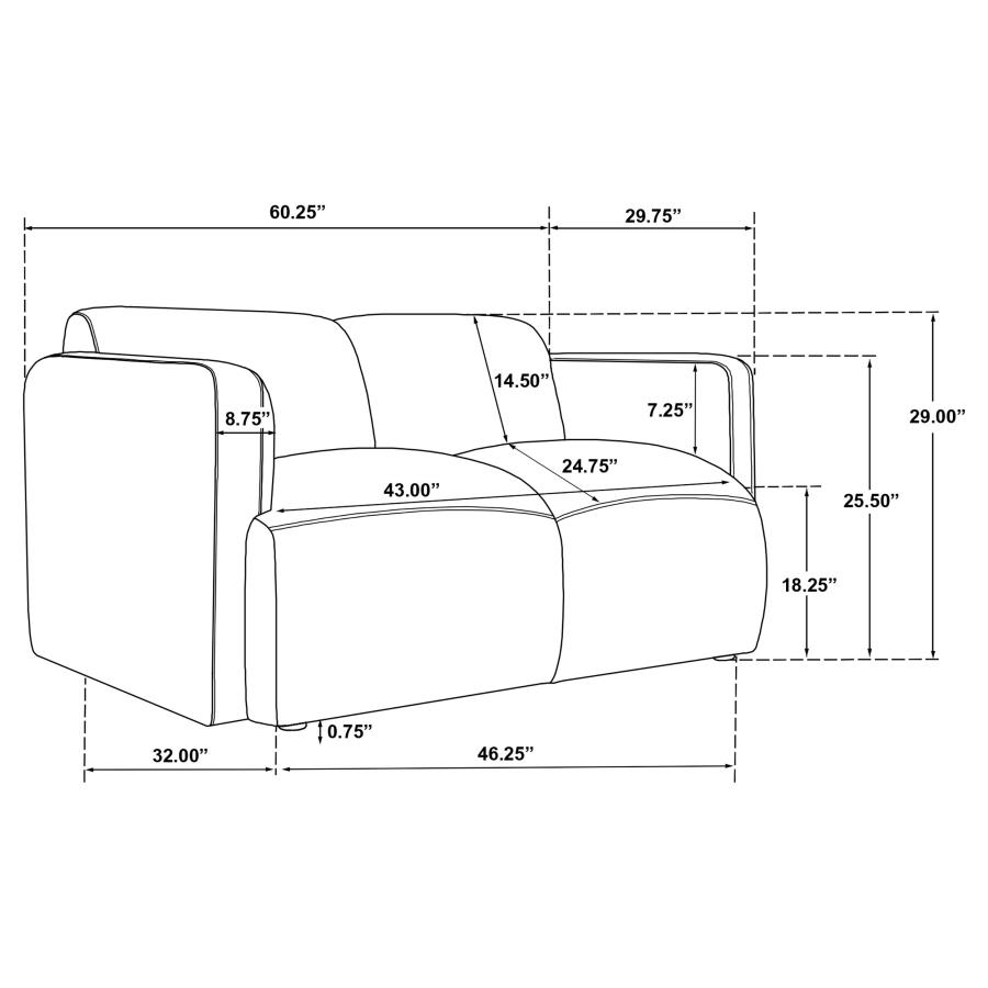 Modal Additional Images for Dorset 2-piece Upholstered Round Track Arm Sofa Set White