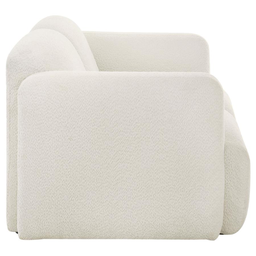 Dorset Fabric Upholstered Round Track Arm Loveseat White