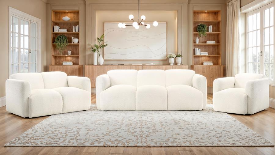 Modal Additional Images for Dorset Fabric Upholstered Round Track Arm Loveseat White