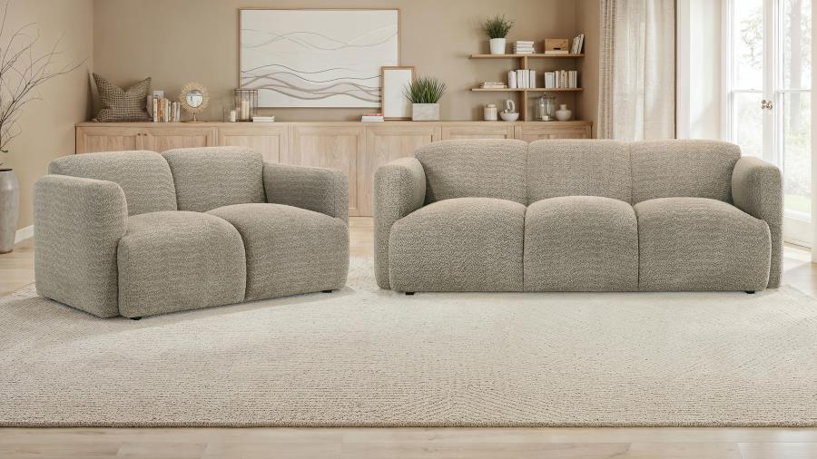 (image for) Dorset 2-piece Upholstered Round Track Arm Sofa Set Brown