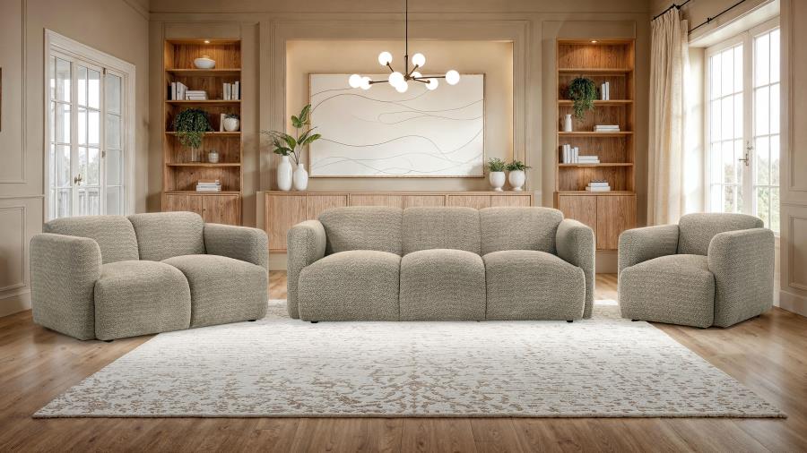 Modal Additional Images for Dorset Fabric Upholstered Round Track Arm Sofa Brown