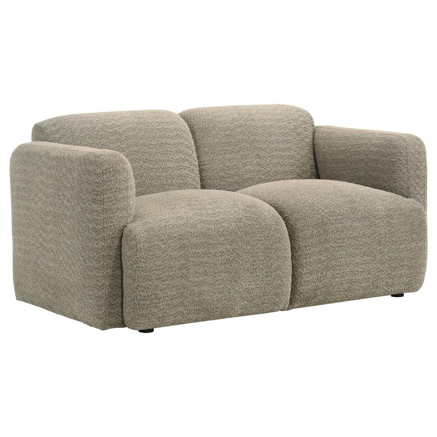 (image for) Dorset Fabric Upholstered Round Track Arm Loveseat Brown