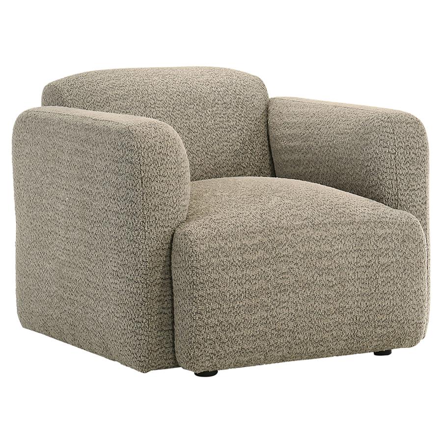 (image for) Dorset Fabric Upholstered Round Track Arm Accent Chair Brown