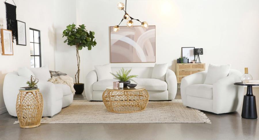 Modal Additional Images for Isabella Faux Sheepskin Upholstered Loveseat Natural