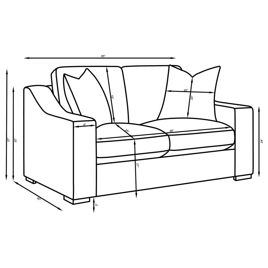 Modal Additional Images for Ashlyn 2-piece Upholstered Sloped Arm Sofa Set White