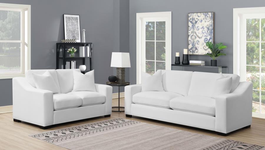 Modal Additional Images for Ashlyn Upholstered Sloped Arm Loveseat White