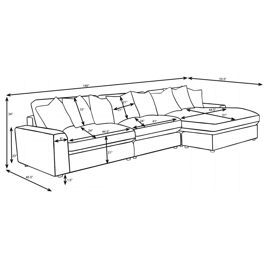 Modal Additional Images for Blaine Upholstered Reversible Chaise Sectional Sofa Sand