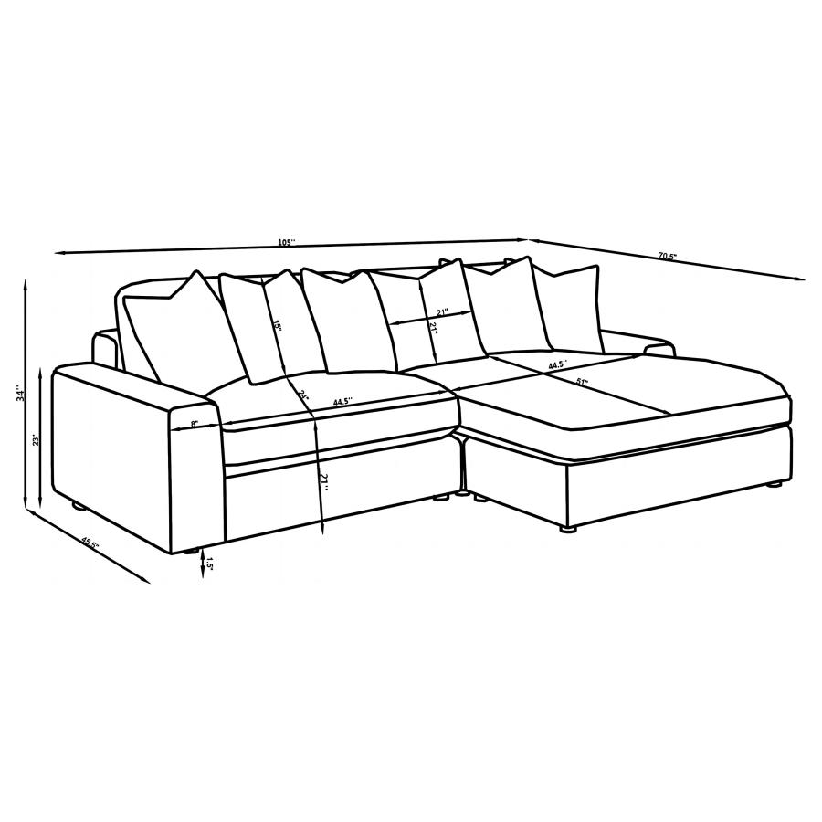 Modal Additional Images for Blaine Upholstered Reversible Chaise Sectional Sofa Sand
