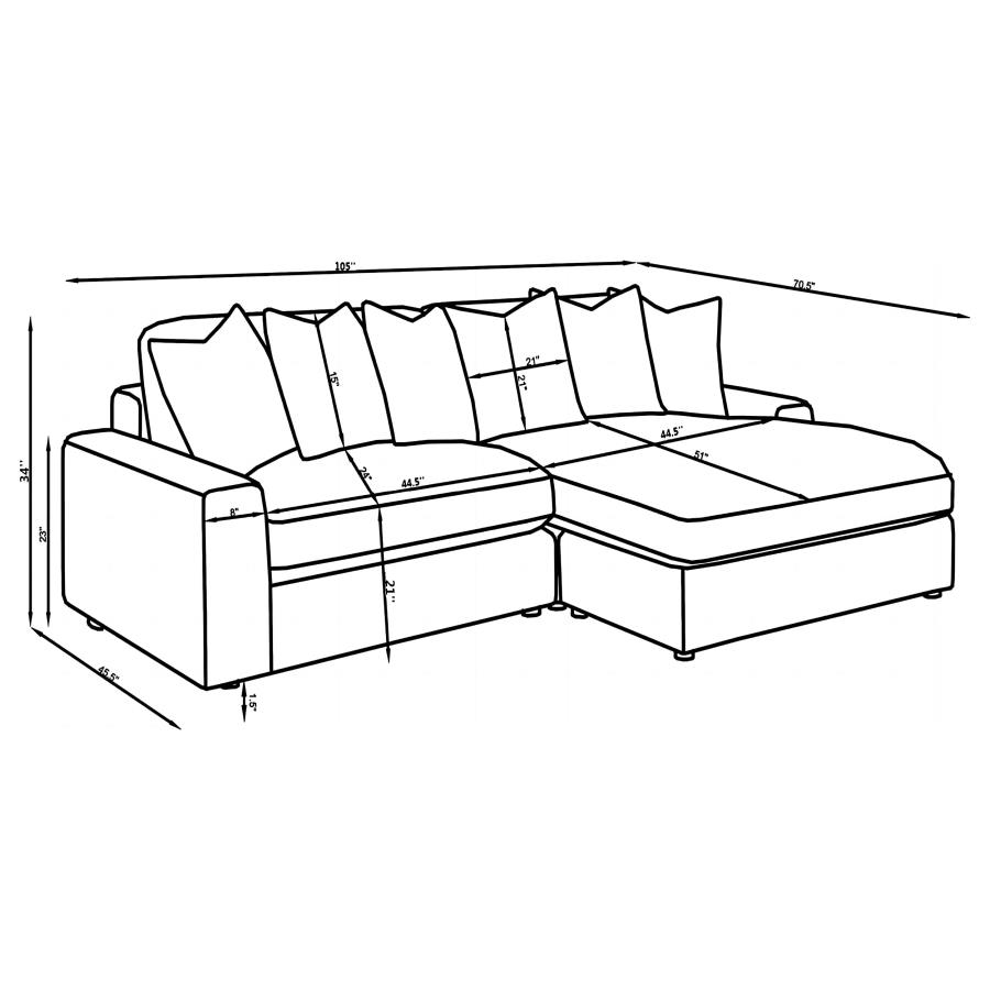 Modal Additional Images for Blaine Upholstered Reversible Chaise Sectional Sofa Fog