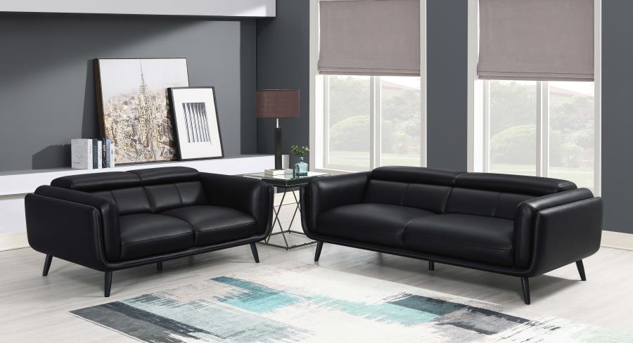 Shania 2-piece Upholstered Low Back Sofa Set Black (image for) Shania 2-piece Upholstered Low Back Sofa Set Black