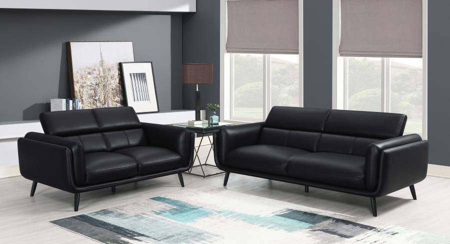 Shania 2-piece Upholstered Low Back Sofa Set Black