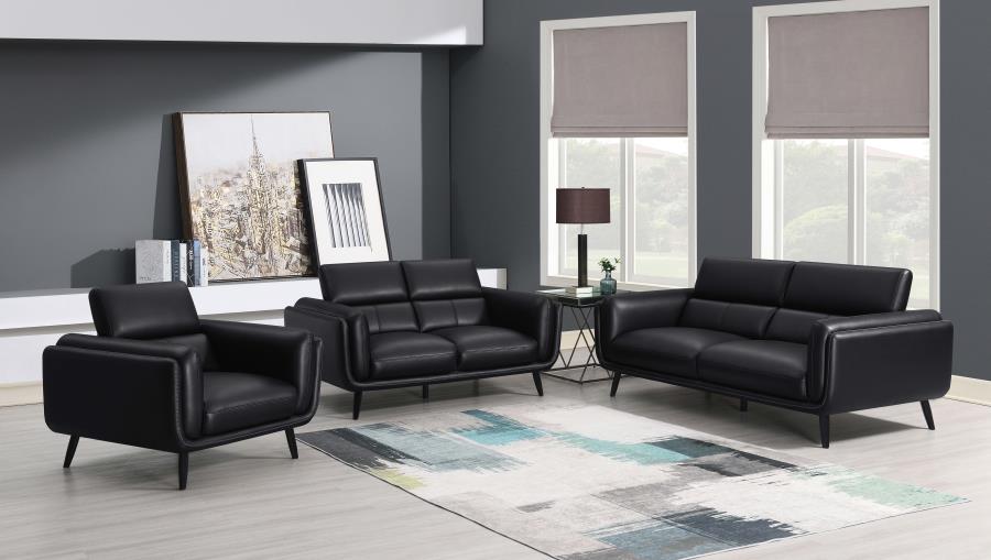 Shania 3-piece Upholstered Low Back Sofa Set Black