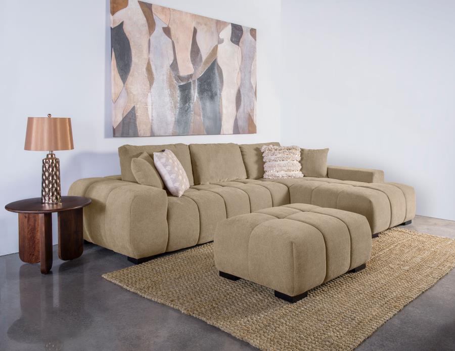 Modal Additional Images for Octavia Upholstered Sectional Chaise Sofa Camel