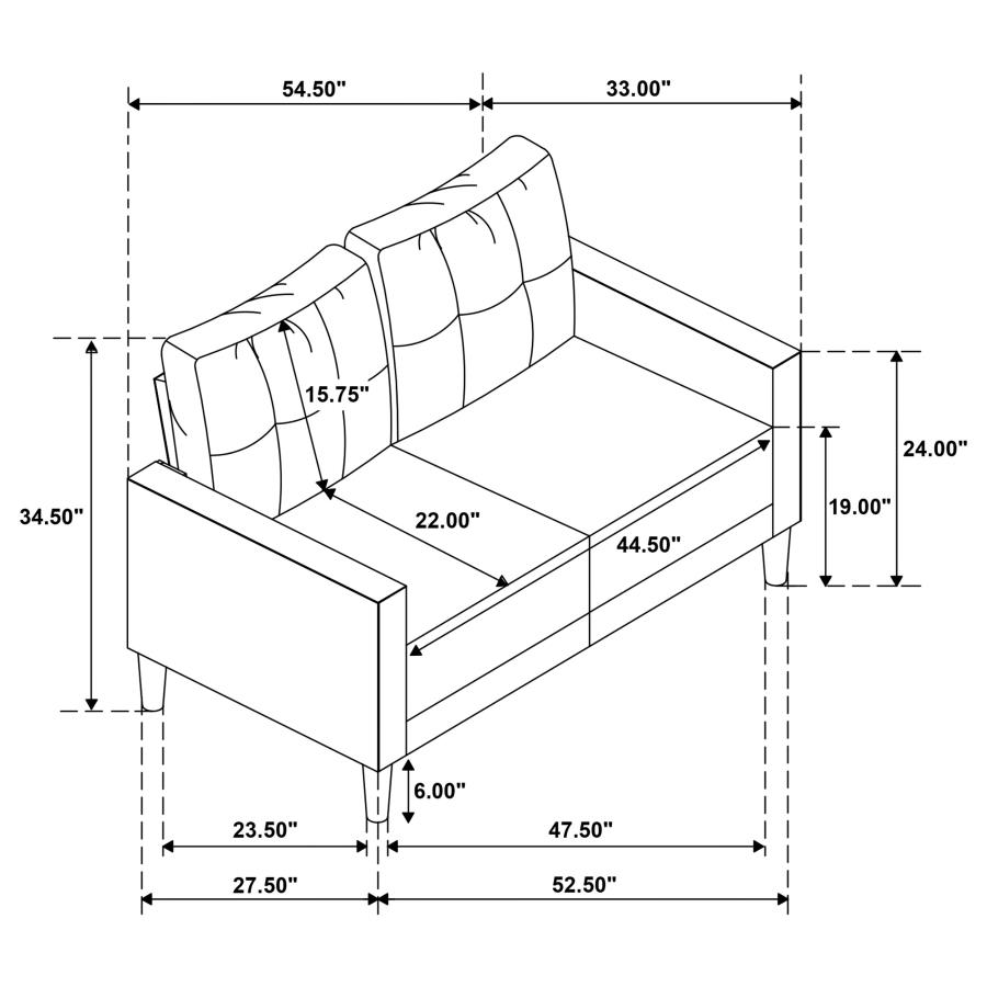 Modal Additional Images for Bowen II 2-piece Upholstered Track Arm Sofa Set Steel Grey