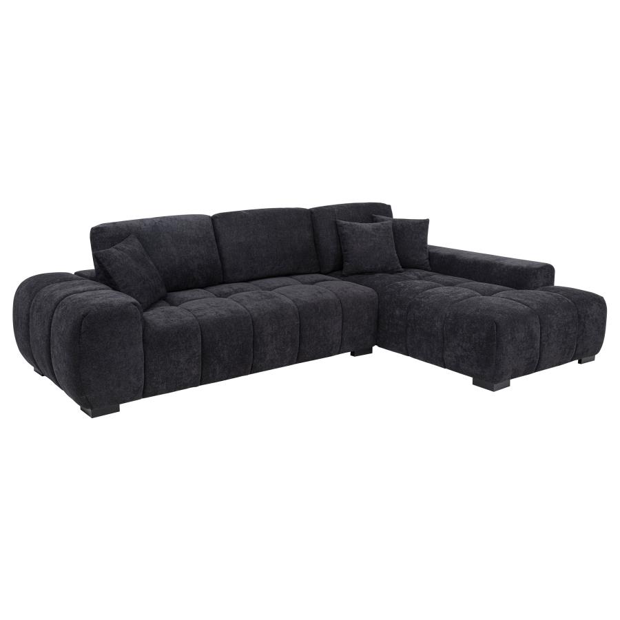 (image for) Octavia Upholstered Sectional Chaise Sofa Black