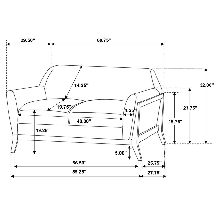 Modal Additional Images for Vaughn 2-piece Fabric Upholstered Flared Arm Sofa Set Grey