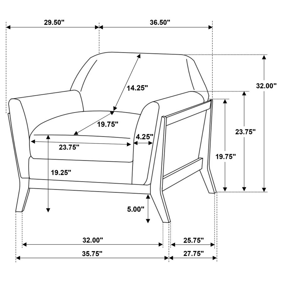 Modal Additional Images for Vaughn 3-piece Fabric Upholstered Flared Arm Sofa Set Grey