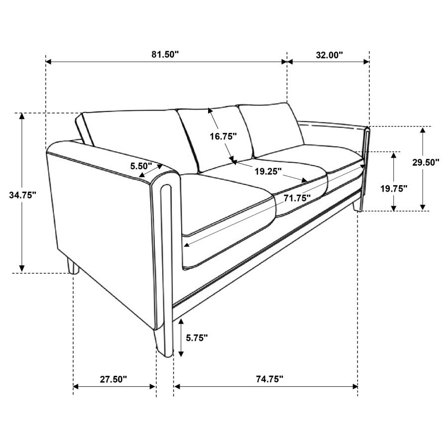 Islington Fabric Upholstered Panel Arm Sofa Taupe
