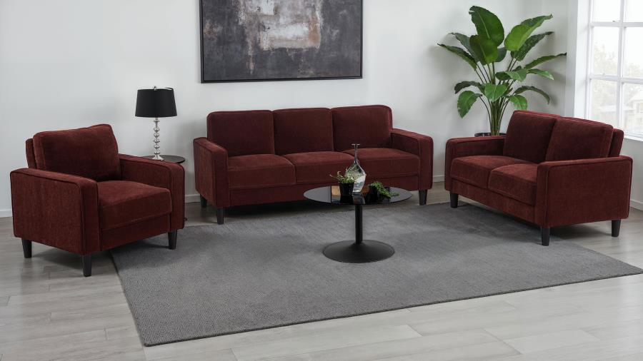 Modal Additional Images for Ruth Fabric Upholstered Track Arm Accent Chair Rust Red