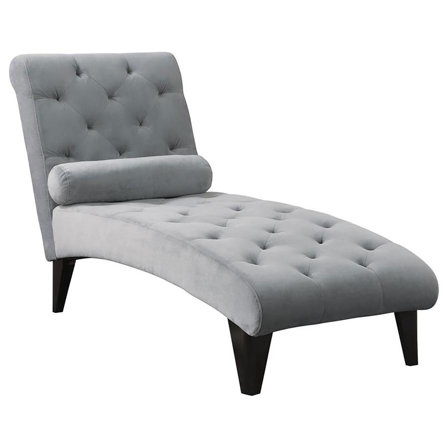 Daniel Upholstered Tufted Chaise with Pillow Grey (image for) Daniel Upholstered Tufted Chaise with Pillow Grey