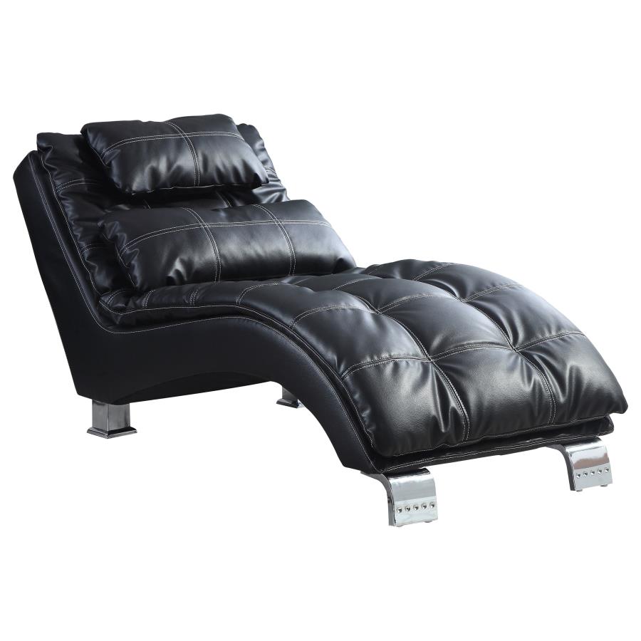 Dilleston Faux Leather Upholstered Tufted Chaise Black (image for) Dilleston Faux Leather Upholstered Tufted Chaise Black