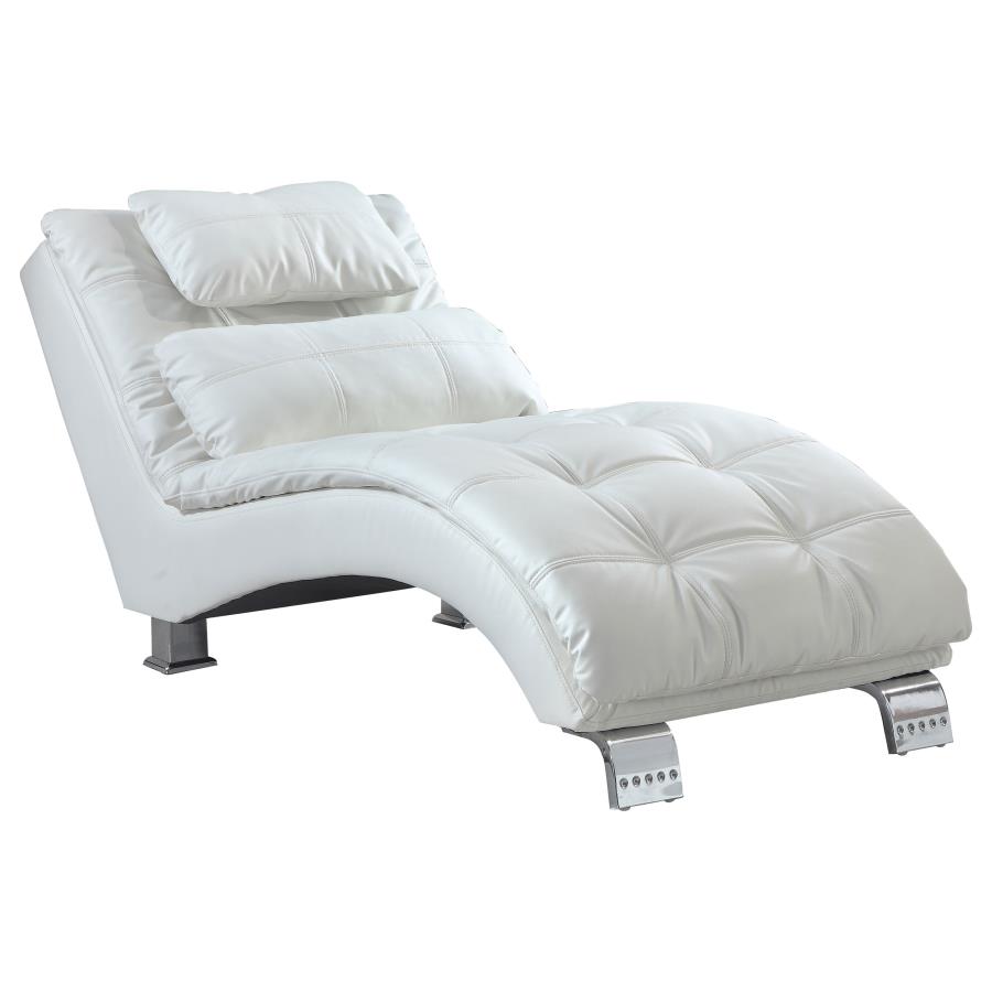 Dilleston Faux Leather Upholstered Tufted Chaise White (image for) Dilleston Faux Leather Upholstered Tufted Chaise White