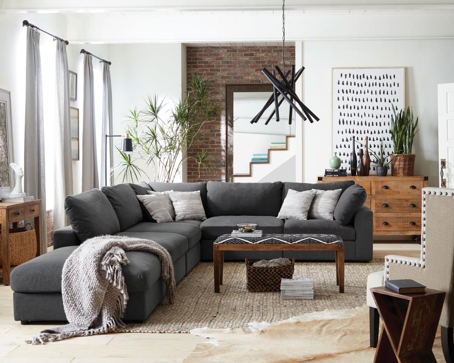 Modal Additional Images for Serene Square Upholstered Ottoman Charcoal