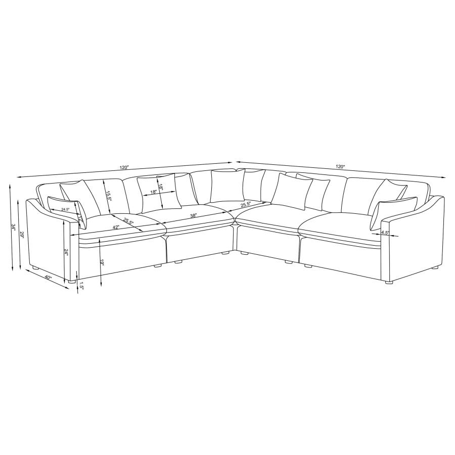 Modal Additional Images for Hobson 5-piece Upholstered Modular Sectional Sofa Ivory