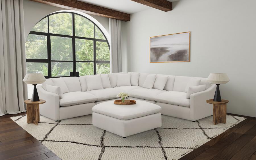 Modal Additional Images for Hobson Square Upholstered Ottoman Ivory