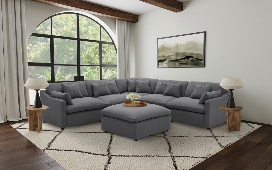 Modal Additional Images for Hobson Square Upholstered Ottoman Charcoal