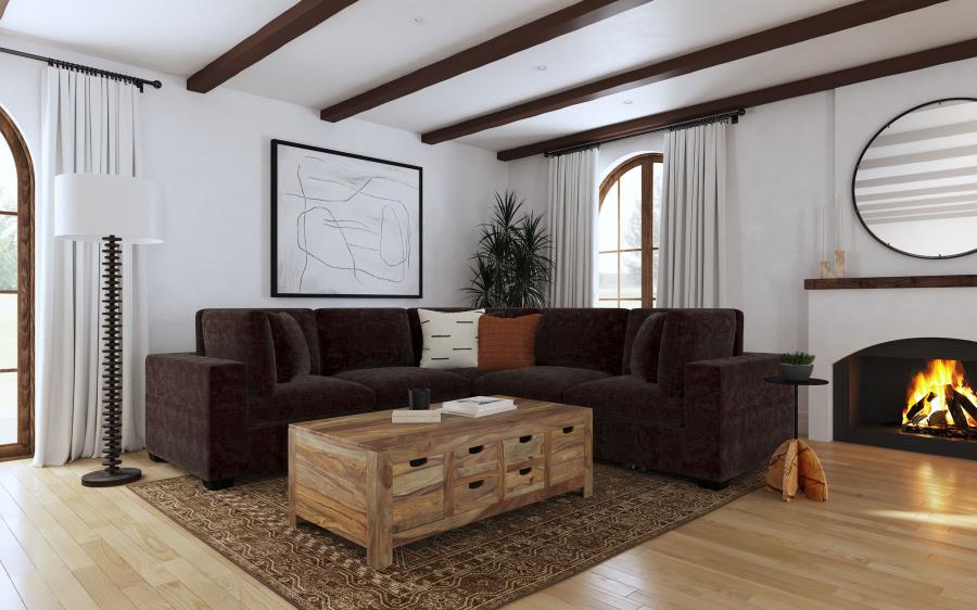 Lakeview 6-piece Upholstered Modular Sectional Chocolate