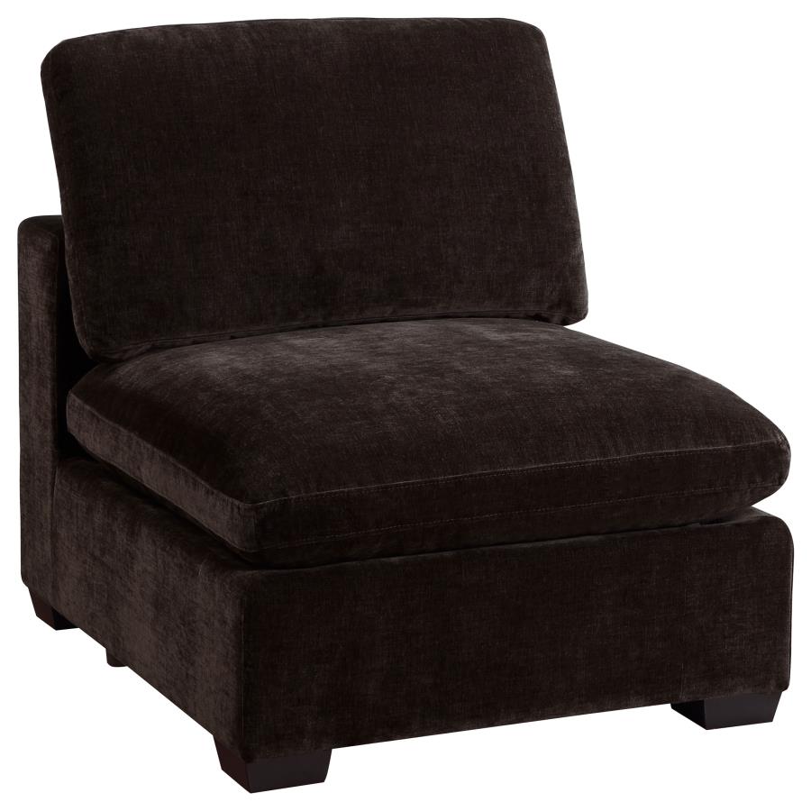 Lakeview Upholstered Armless Chair Dark Chocolate (image for) Lakeview Upholstered Armless Chair Dark Chocolate