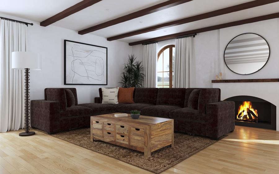 Modal Additional Images for Lakeview Upholstered Armless Chair Dark Chocolate